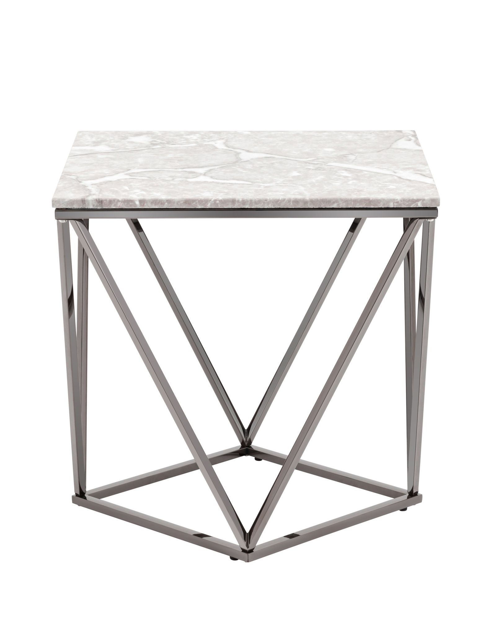 Журнальный столик Авалон 61*61 серый мрамор сталь темный хром Stool Group