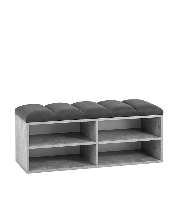 Обувница Хольст 2 серая велюр тёмно-серый Stool Group