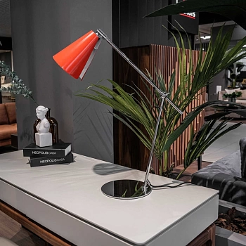 Настольная лампа Lua хромированное основание-красный плафон Aromas del Campo