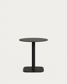 Dina Садовый круглый стол черный на черном металлическом основании Ø 68x70 La Forma (ex Julia Grup)