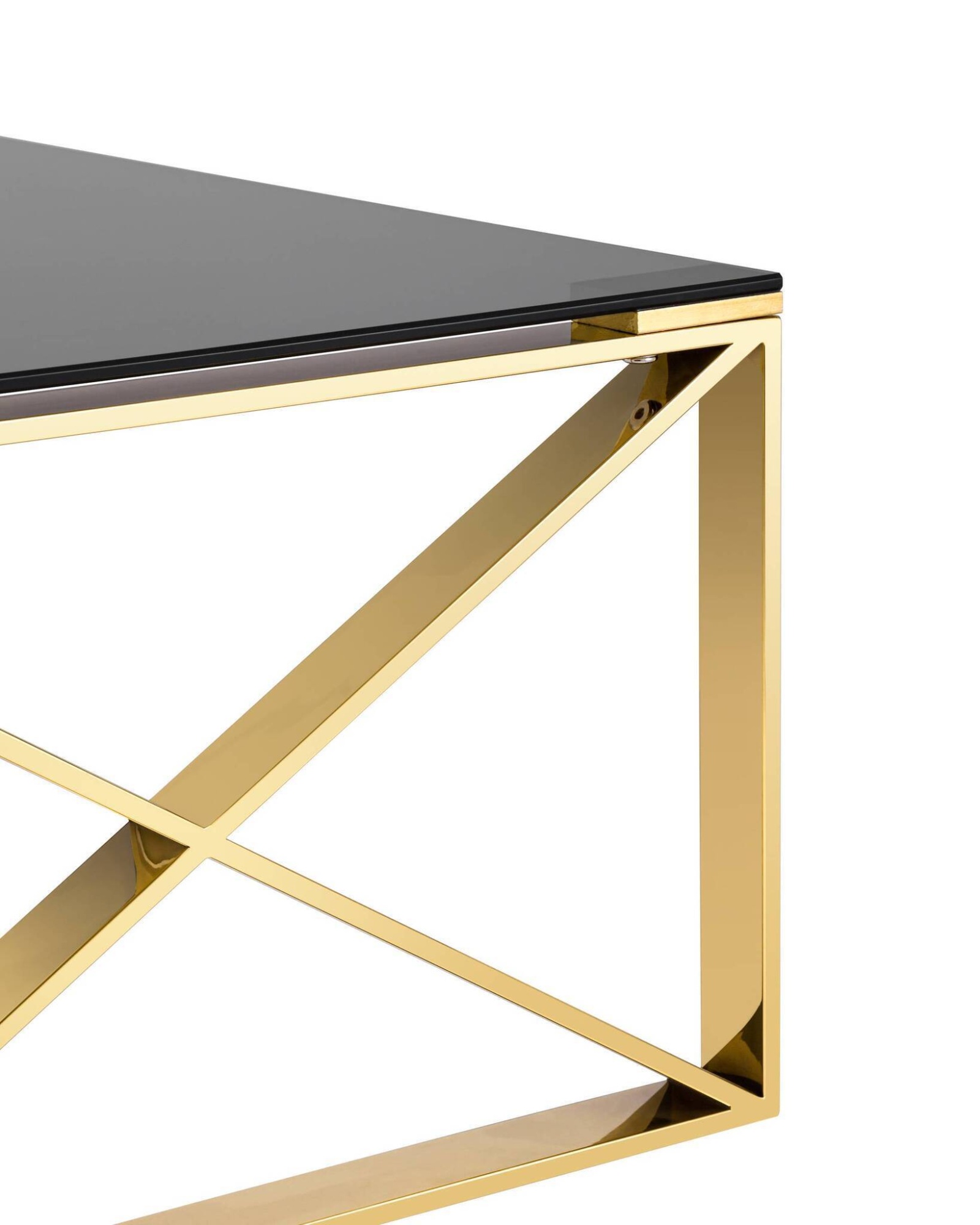 Журнальный стол 120*60 КРОСС золото стекло smoke Stool Group