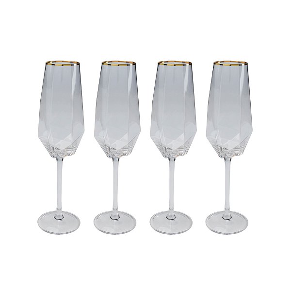 Бокал для шампанского Diamond Gold Rim (4 шт) KARE 42212