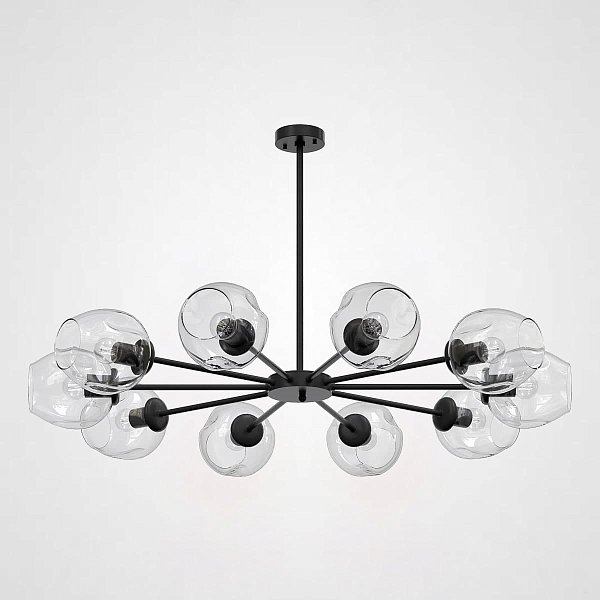 Люстра на штанге MARINE B 12 lamps Black/Transparent by ImperiumLoft
