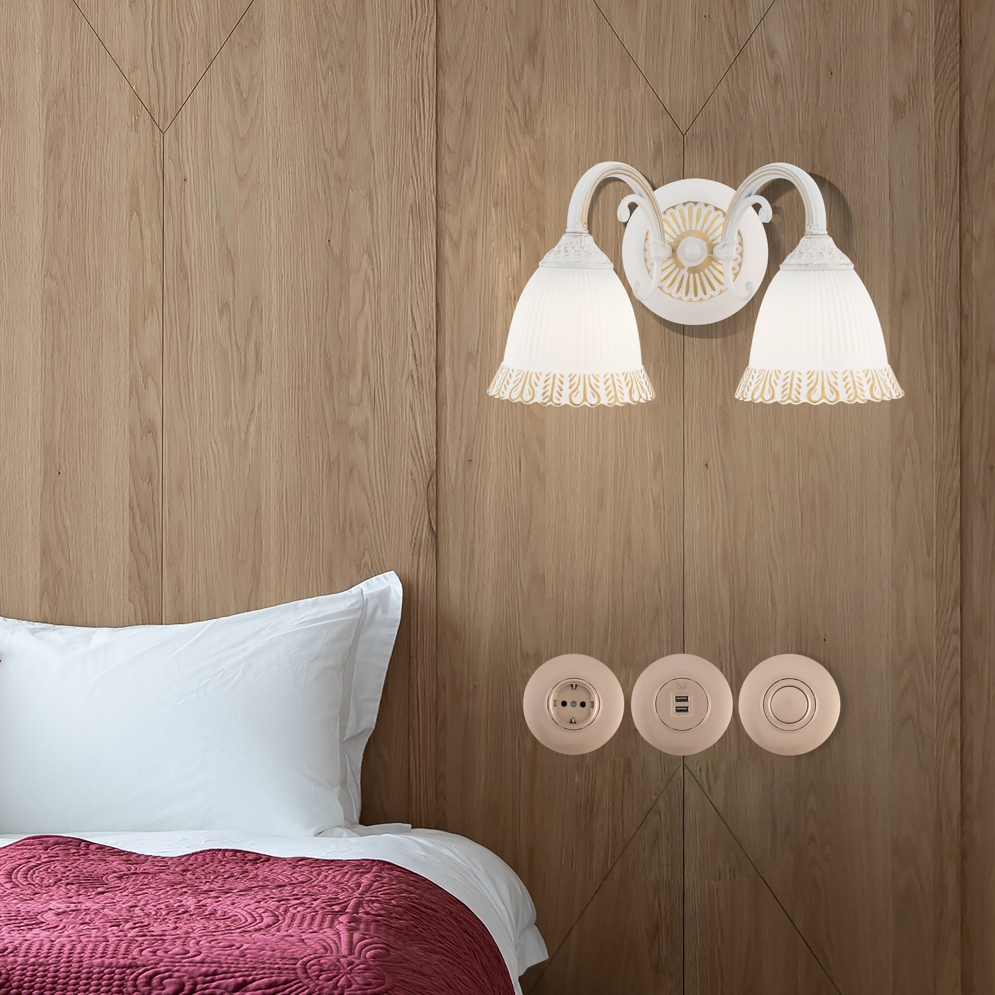 Бра с плафонами 347410/2W WT+G Arte Milano