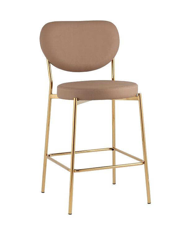Стул полубарный Барбара NEW экокожа бежевая золотые ножки Stool Group