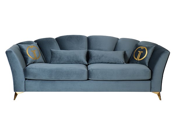 Диван Annette трехместный раскладной велюровый Garda Decor ANNETTE-3M-2K-БИРЮЗОВЫЙ-Riv87