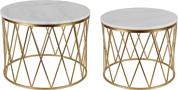Столики журнальные с белым мрамором, набор, Glasar 54-151/150