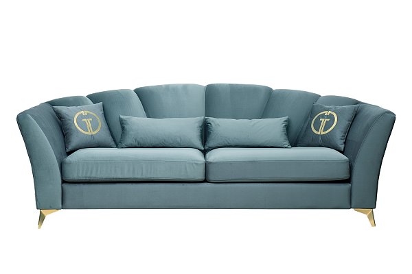 Диван Annette трехместный велюровый бирюзовый Garda Decor ANNETTE-3-2K-Colt1004