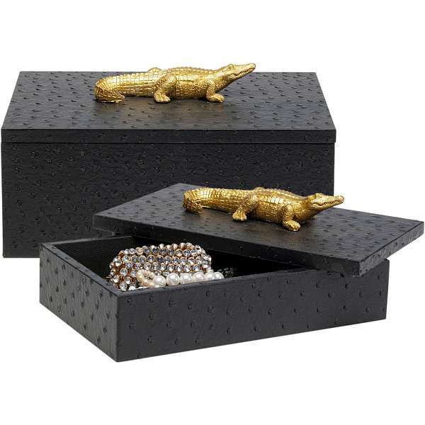 Шкатулка Crocodile Black (2 шт) KARE 56261