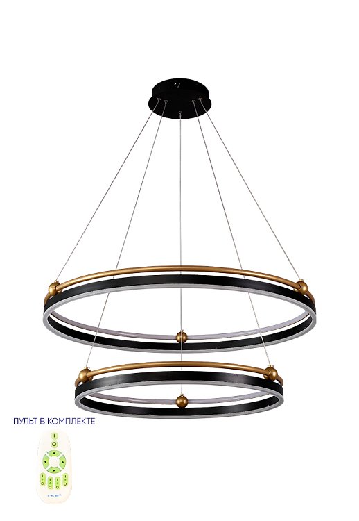Люстра Crystal Lux FERNANDO SP123W LED D600+800 BLACK/GOLD