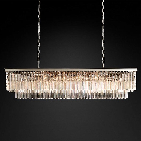 Люстра Restoration Hardware 1920s Odeon Clear Glass Fringe Rectangular 59" Polished Nickel