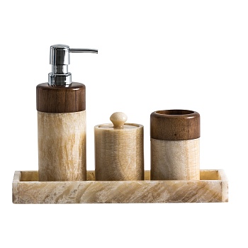 Набор для ванной из 4 предметов NEPTUNO из оникса, цвет слоновая кость Vical