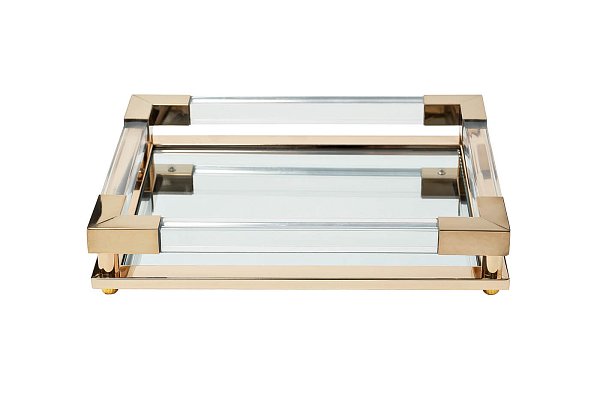 Поднос прямоугольный зеркальный/золото Garda Decor 2K389136-G