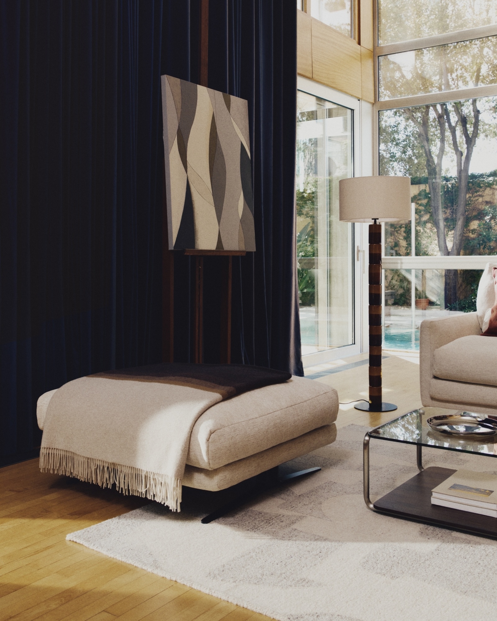 Абстрактный холст Marvilo серо-горчичного цвета 80 x 100 см La Forma (ex Julia Grup)