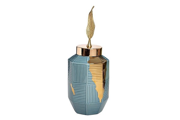 Ваза керамическая синяя (золотой декор) Garda Decor 55RD4042М
