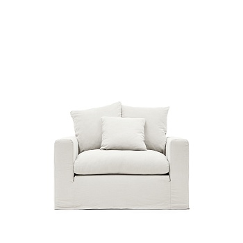 Кресло Nora со съемным чехлом цвета экрю из льна и хлопка La Forma (ex Julia Grup)