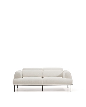 2-местный диван Aurum из шенилла цвета экрю и серого металла 210 см La Forma (ex Julia Grup)