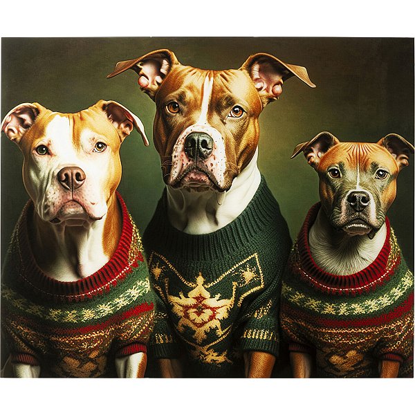 Картина стеклянная Dog Family 110x90 см KARE 56270