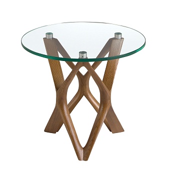Круглый приставной столик 2127/LT17192 из закаленного стекла и ореха Angel Cerda