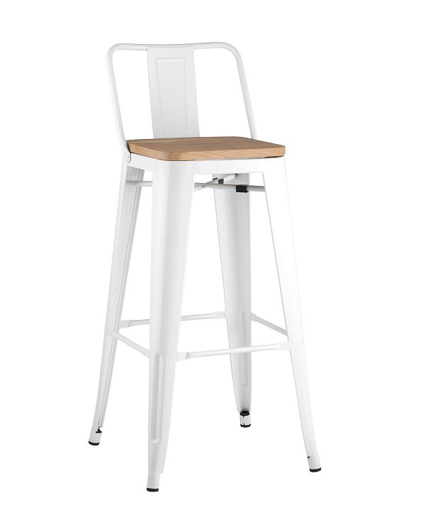 Стул барный TOLIX WOOD со спинкой белый глянцевый Stool Group