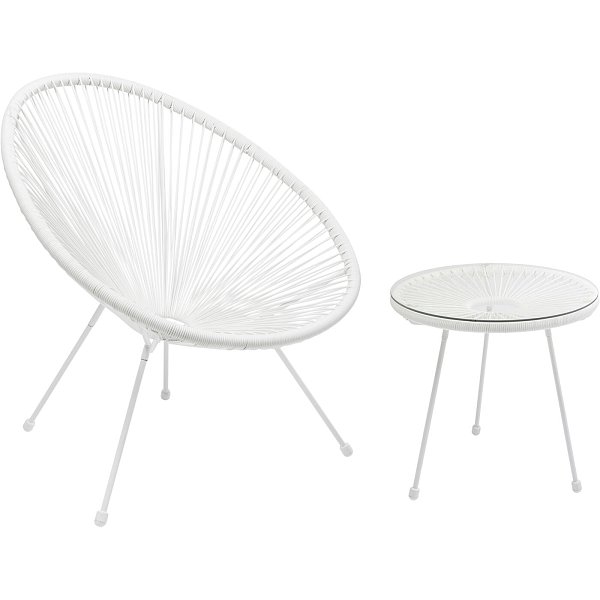 Комлект кресло + столик Acapulco White (2 предмета) KARE 47406