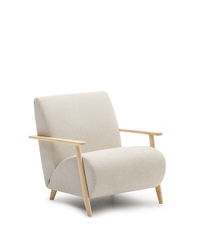 Кресло Meghan из жемчужного шенилла и массива бука в натуральной отделке La Forma (ex Julia Grup)