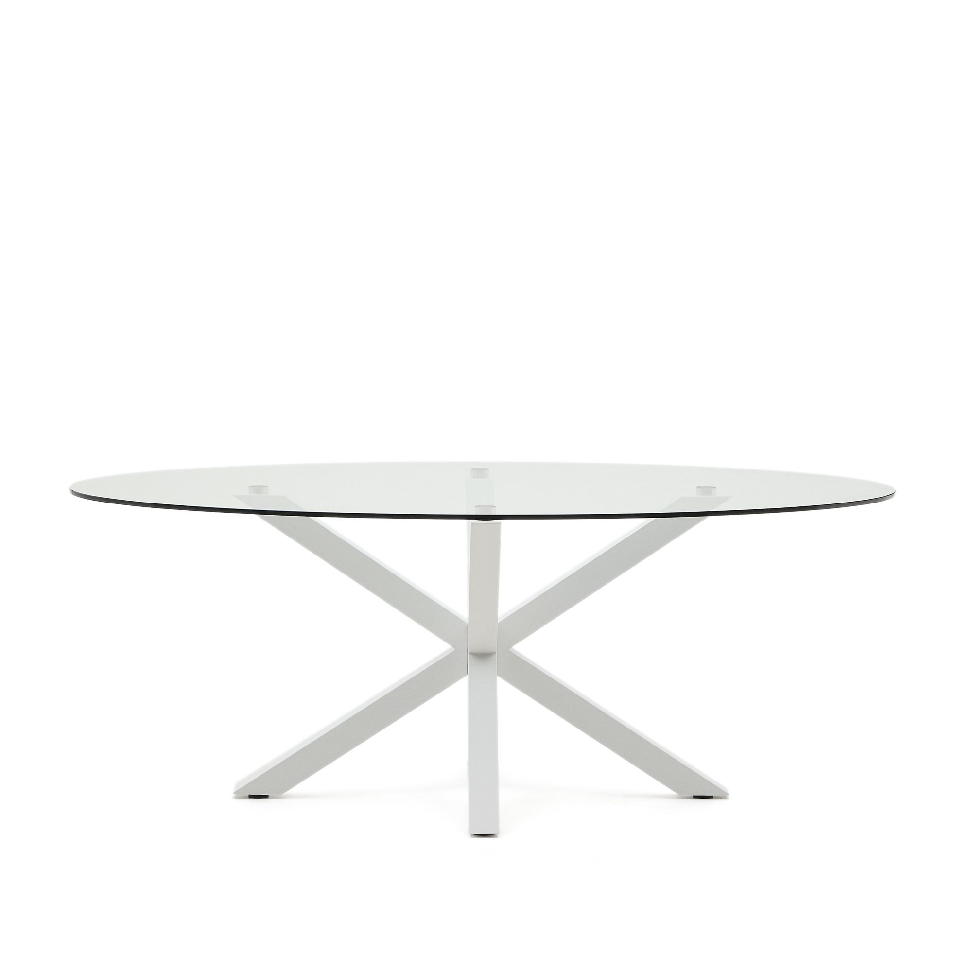Овальный стол ARYA Argo из стекла, стальных ножек и белой отделкой 200x100 La Forma (ex Julia Grup)