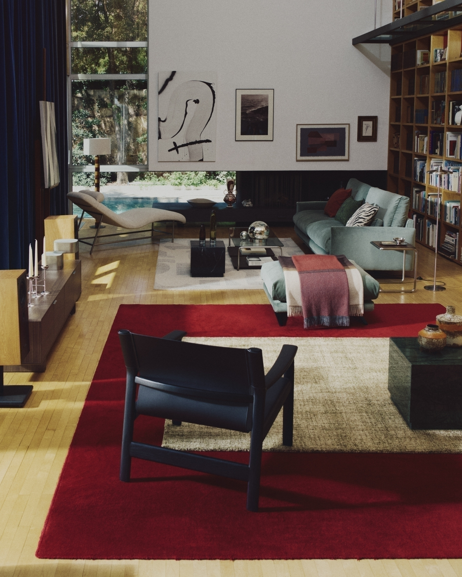 Журнальный столик Tarsel из закаленного стекла с подносом из орехового шпона La Forma 427207