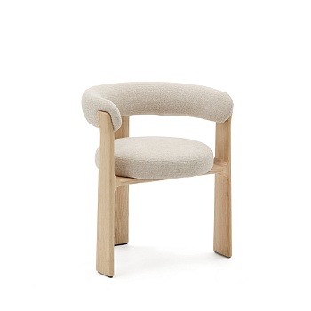 Granite Стул на 3 ножках из бежевого шенилла и массива ясеня в натуральной отделке La Forma (ex Julia Grup)