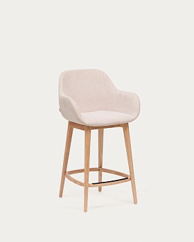 Полубарный стул Konna бежевого цвета с ножками из массива ясеня в светлой отделке, 65 см La Forma (ex Julia Grup)