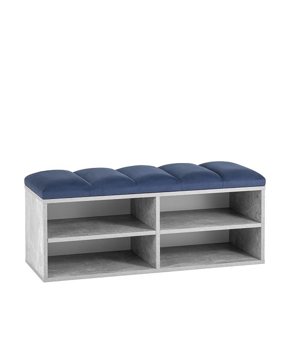Обувница Хольст 2 серая велюр синий Stool Group