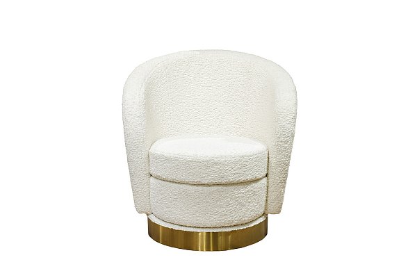 Кресло Napoli вращающееся кремовое искусственный мех Garda Decor Napoli-4K-КРЕМОВЫЙ-SHEEPSKIN