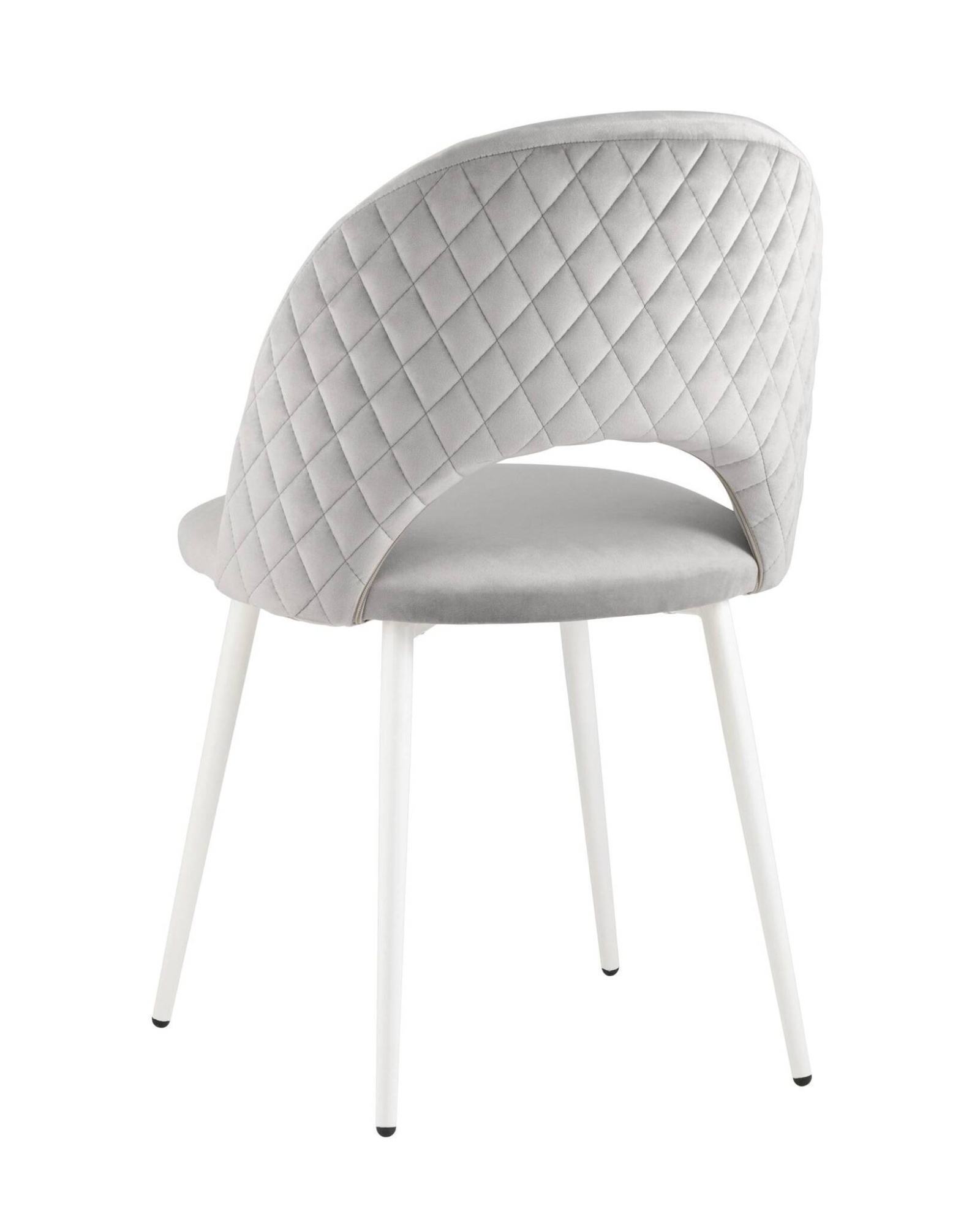 Стул Меган велюр с ромбами светло-серый белые ножки Stool Group