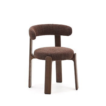 Granite Стул на 4 ножках из коричневого шенилла и массива ясеня в отделке орех La Forma (ex Julia Grup)