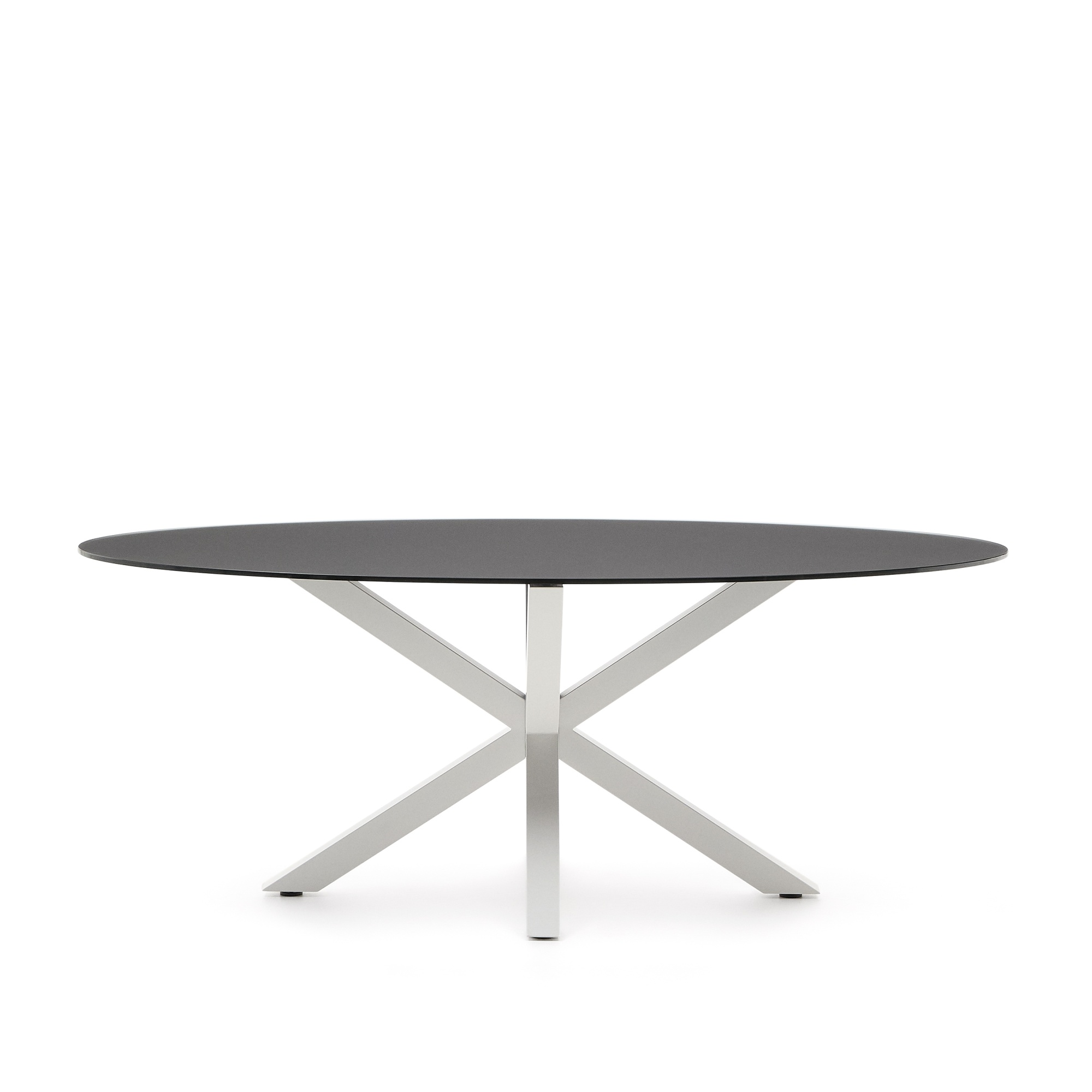 Овальный стол ARYA Argo из матового черного стекла со стальными ножками 200x100 La Forma (ex Julia Grup)