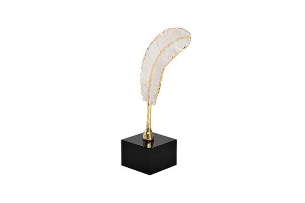 Статуэтка "Белое перо с золотом" 27см на подставке Garda Decor 55RD4140S