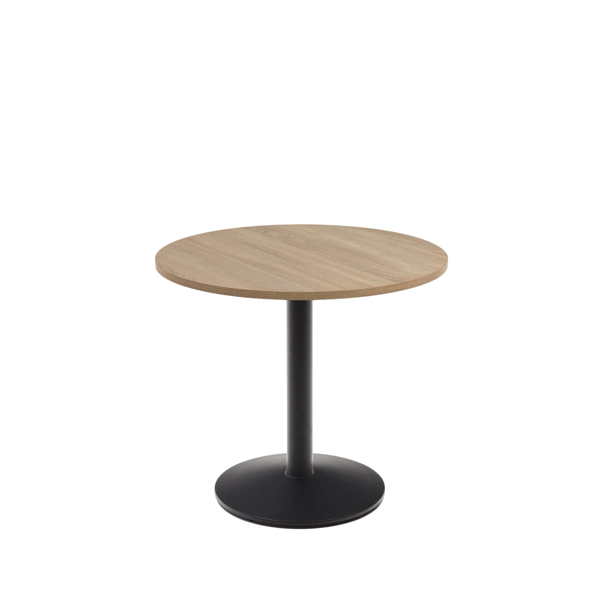 Esilda Круглый стол с меламиновой натуральной отделкой и черной металлической  ножкой La Forma (ex Julia Grup)