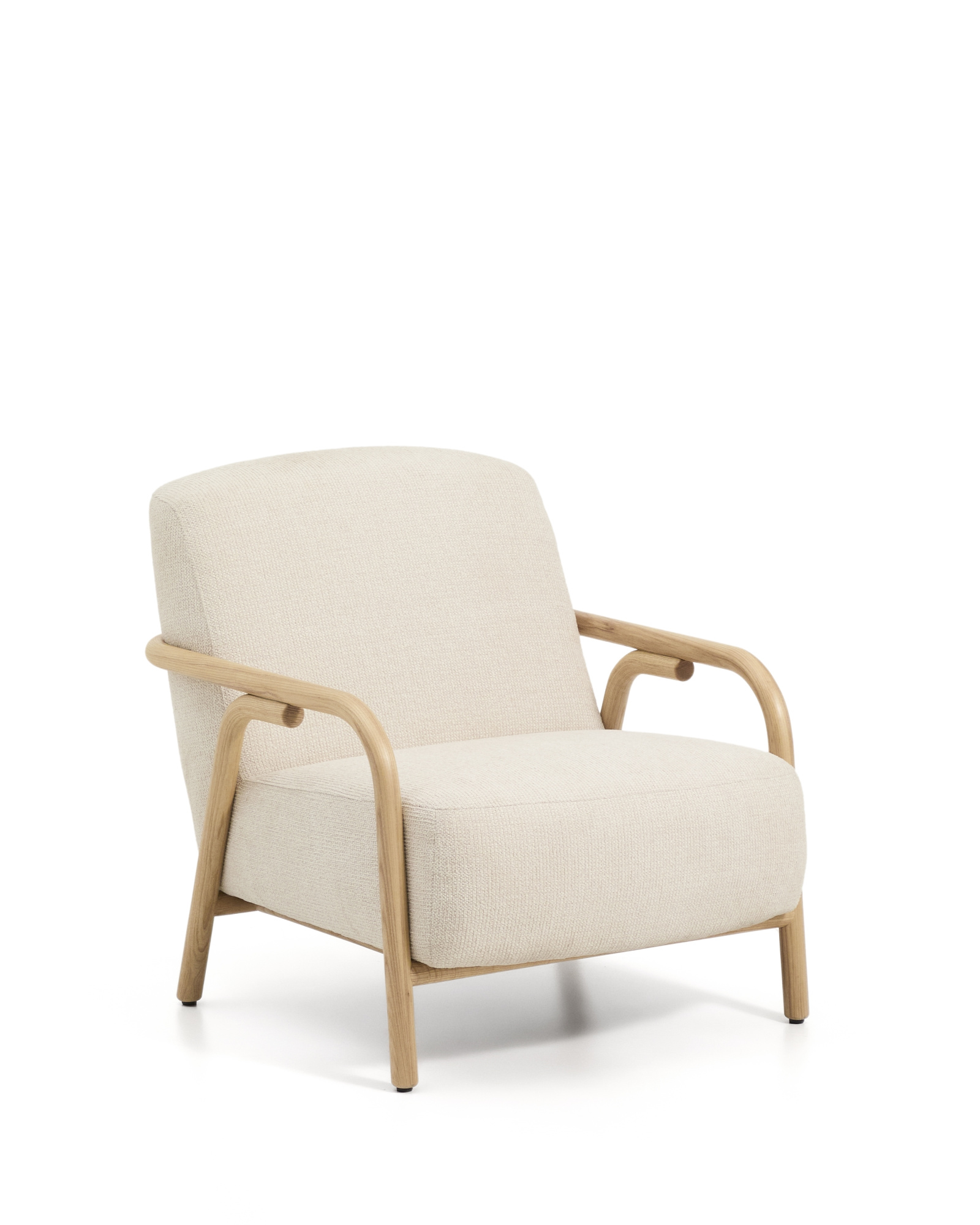 Кресло Sylo из бежевого шенилла и ясеня с отделкой натурального цвета La Forma 443042