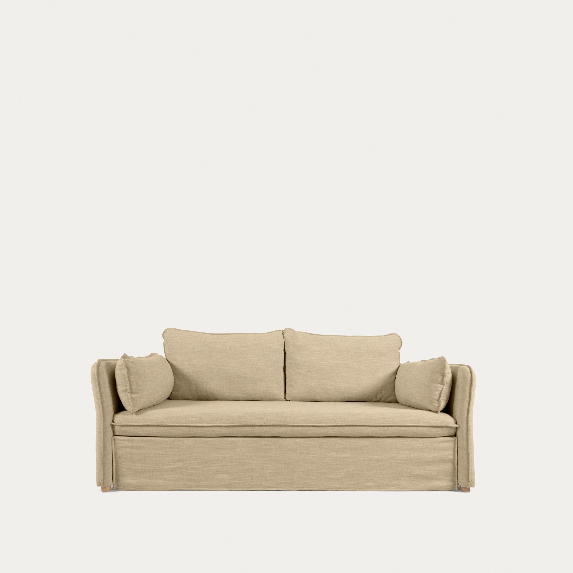 Диван-кровать Tanit бежевый с ножками из массива бука с натуральной отделкой 210 см La Forma (ex Julia Grup)