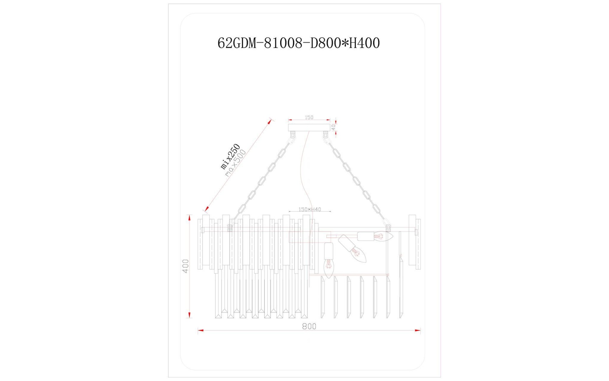 Люстра с кристаллами (золото) Garda Decor 62GDM-81008-800