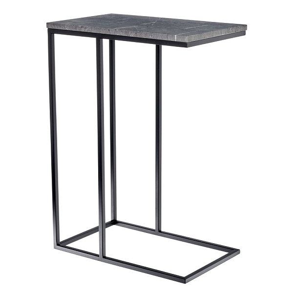 Придиванный столик Loft 50x30см, серый мрамор с чёрными ножками Bradex Home RF 0357