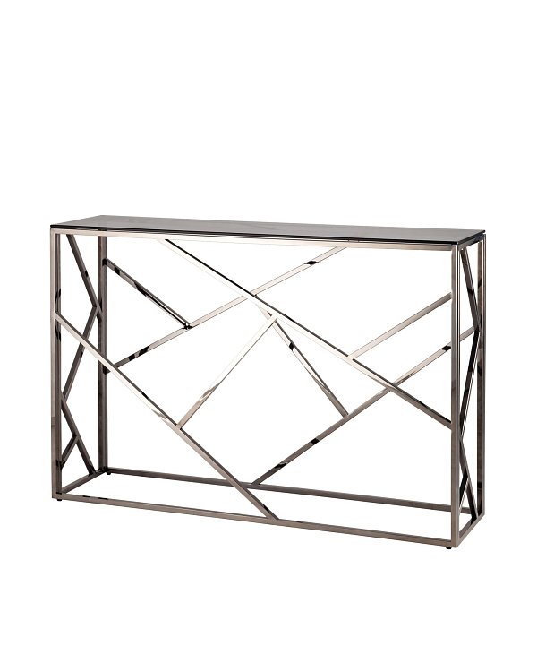 Консоль АРТ ДЕКО 115*30 стекло smoke сталь тёмный хром Stool Group