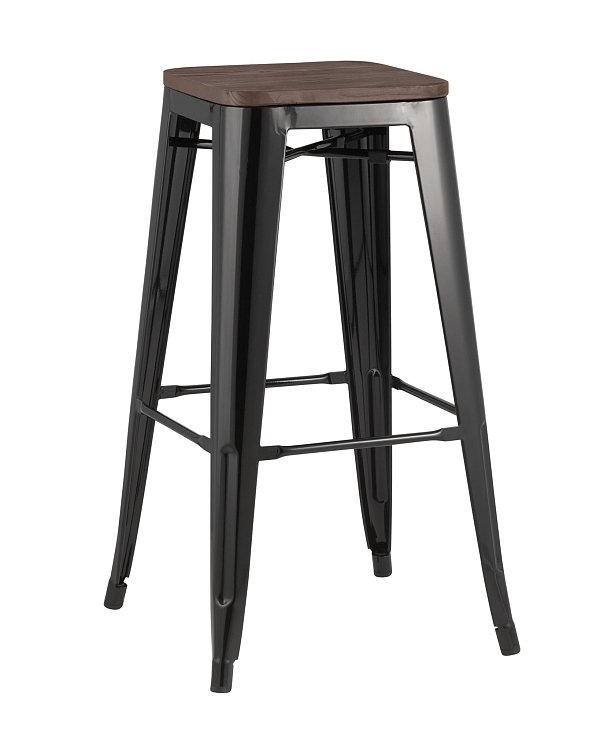 Стул барный TOLIX WOOD черный глянцевый Stool Group
