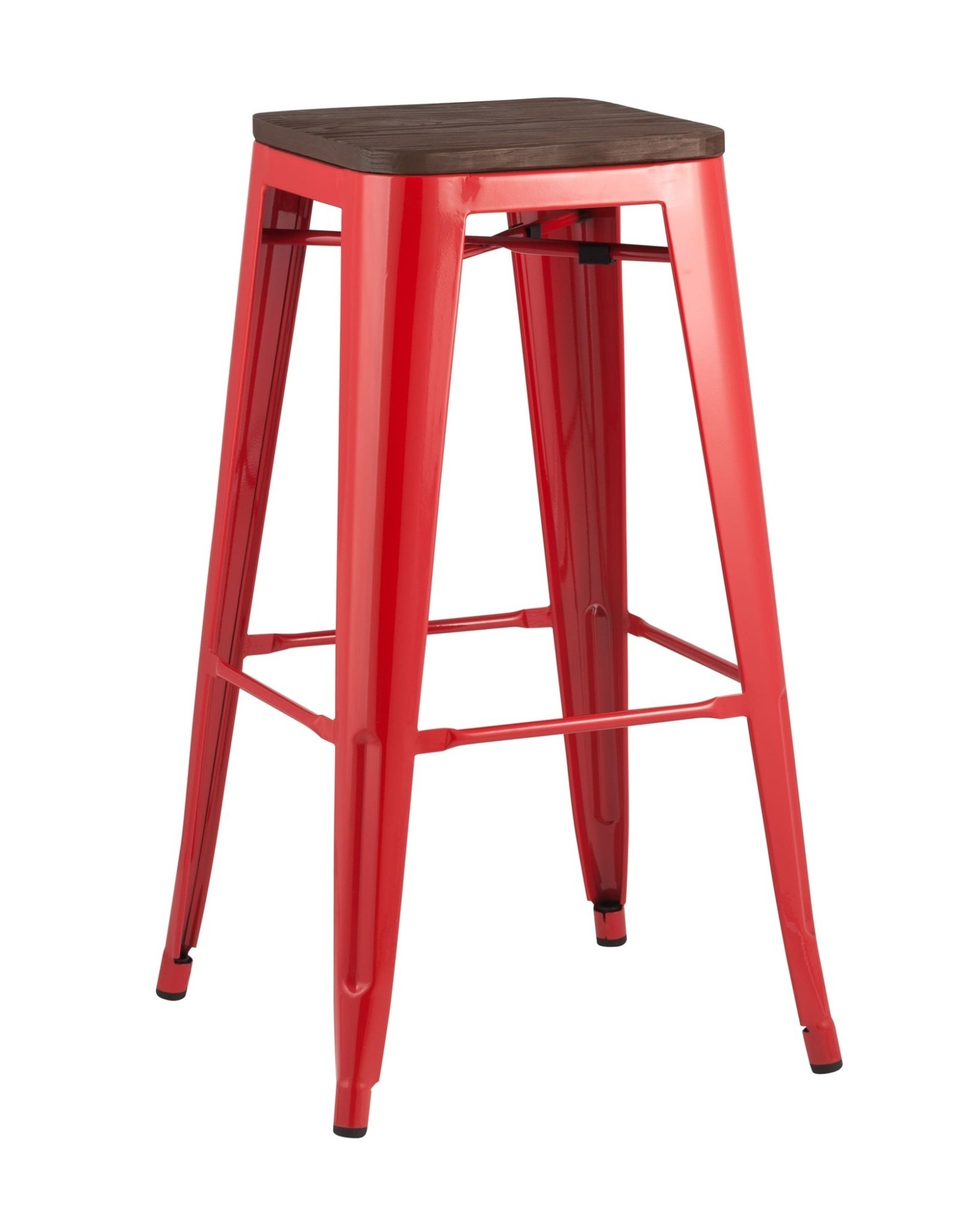 Стул барный TOLIX WOOD красный глянцевый Stool Group