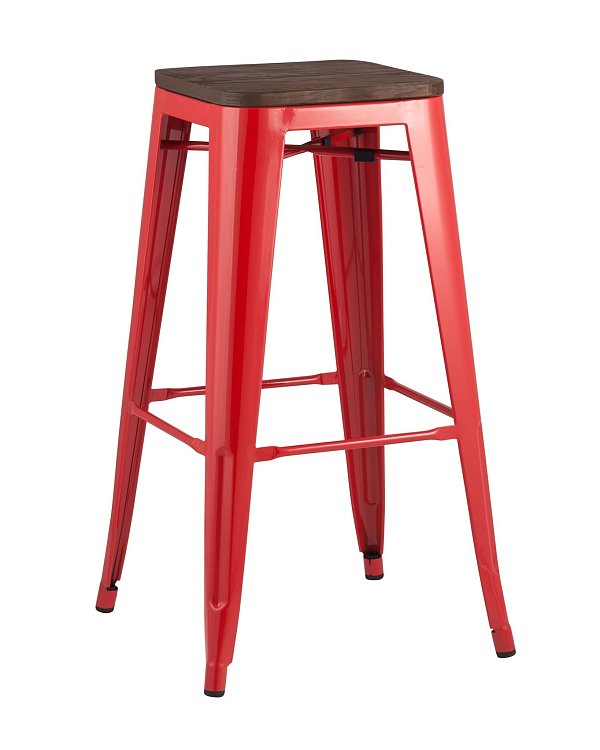 Стул барный TOLIX WOOD красный глянцевый Stool Group