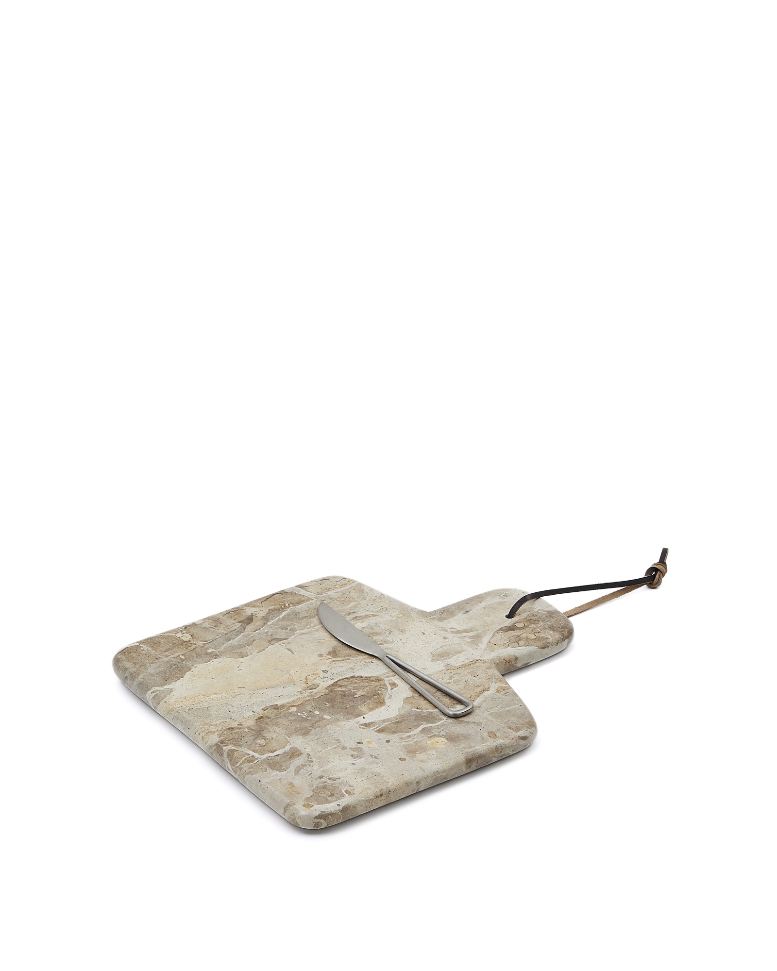 Suka Большая сервировочная доска из бежевого мрамора и нож из металла La Forma (ex Julia Grup)