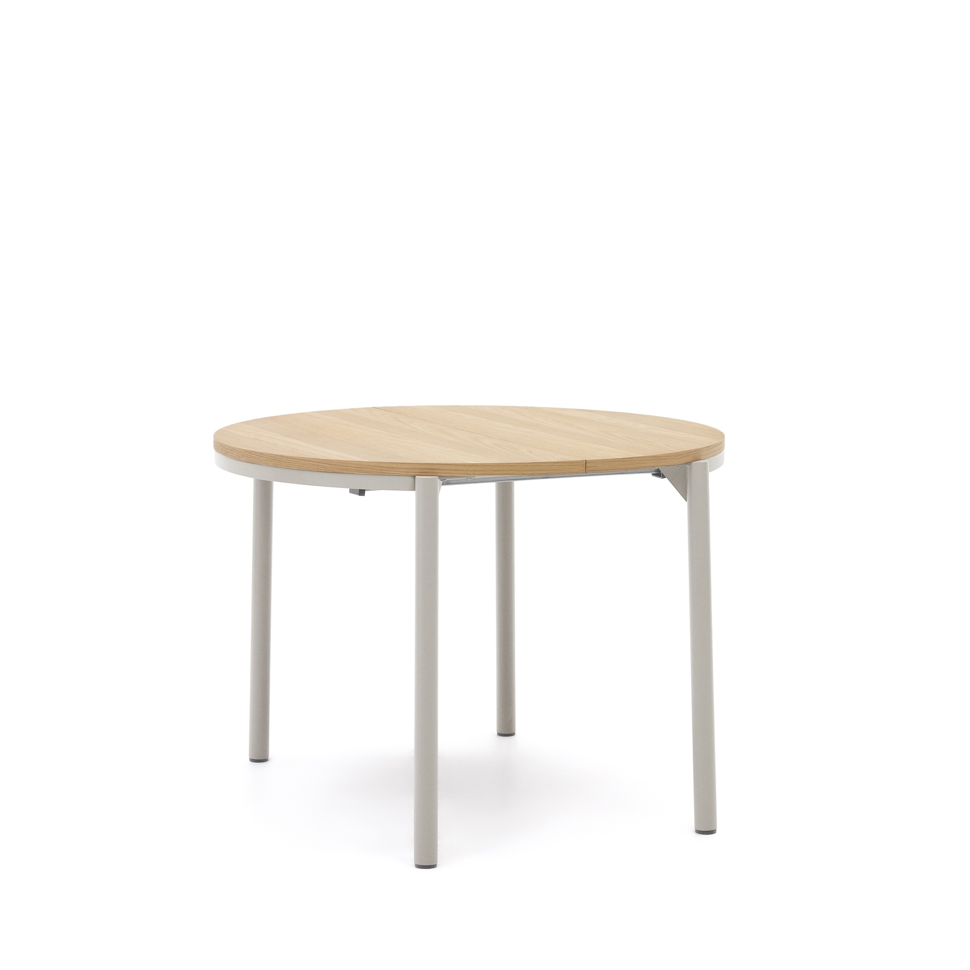 Montuiri Круглый раздвижной стол из дубового шпона с ножками серого цвета, Ø90(130) см La Forma (ex Julia Grup)