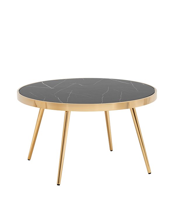 Журнальный столик Гелиос 80*80 стекло черный мрамор сталь золото Stool Group