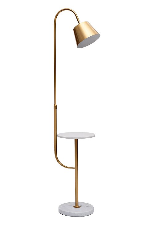 Торшер с мраморным столиком и золотым плафоном Garda Decor K2CPF-07258