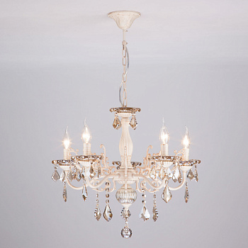 Подвесная люстра Eurosvet 3281/5 белый с золотом/тонированный хрусталь Strot